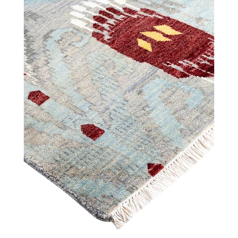 Ikat One-of-a-Kind Hand-Knotted Area Rug, Gray - 9' 1" x 12' 4"