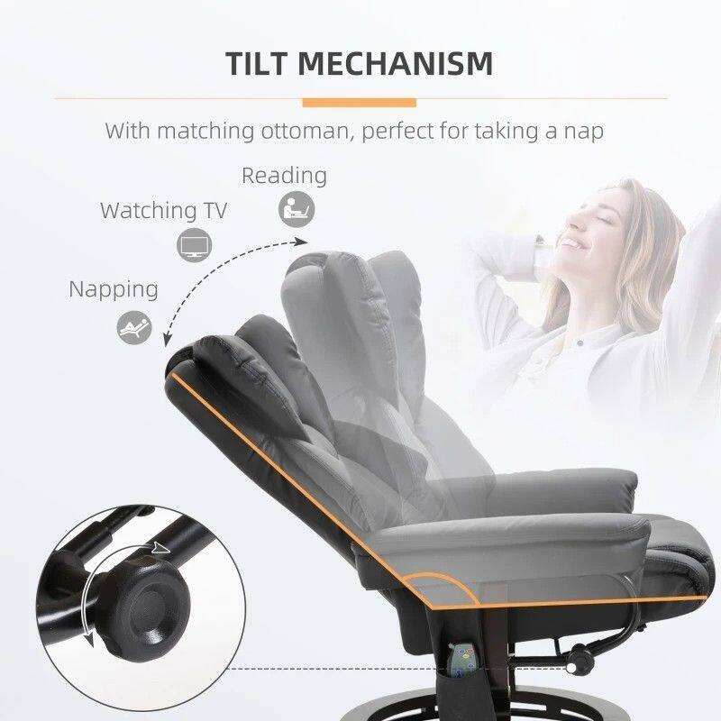 Adjustable Faux Leather Remote Massage Recliner Chair with Ottoman