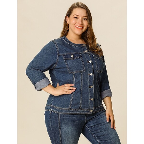 plus size collarless coat