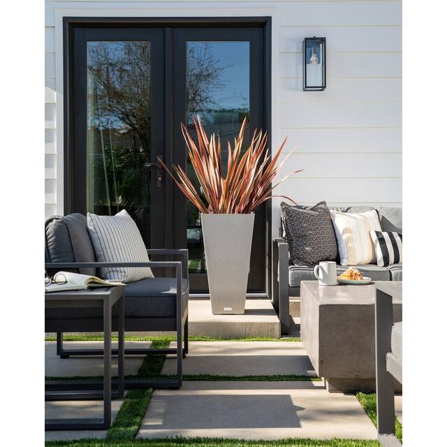Pure Series Midland Planter - 30''H x 15.25''W x 15.25''L - Grey