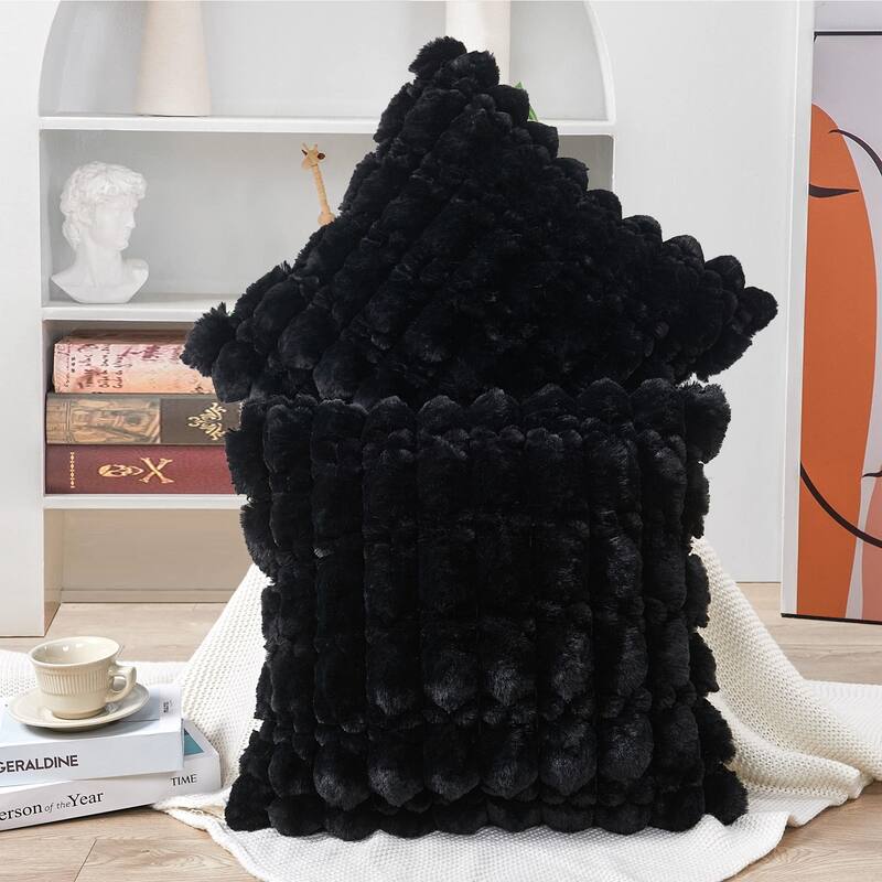 Textured FauxFur Spandex Bubble Pillow Shell Decorative Cushion Cover