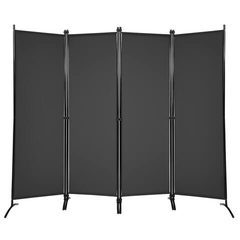 Costway 4-Panel 5.6ft Room Divider Folding Fabric Privacy Screen - 88'' x 20'' x 68''