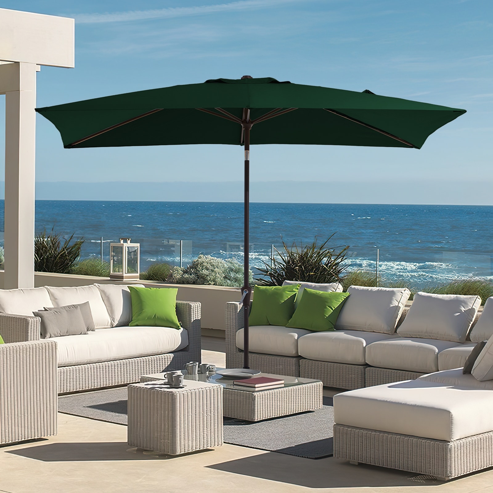 5-6 foot patio umbrella with base 9-Foot Outdoor -Hexagonal Basic Push-Tilt while sewn 6 ft Round Patio Umbrella