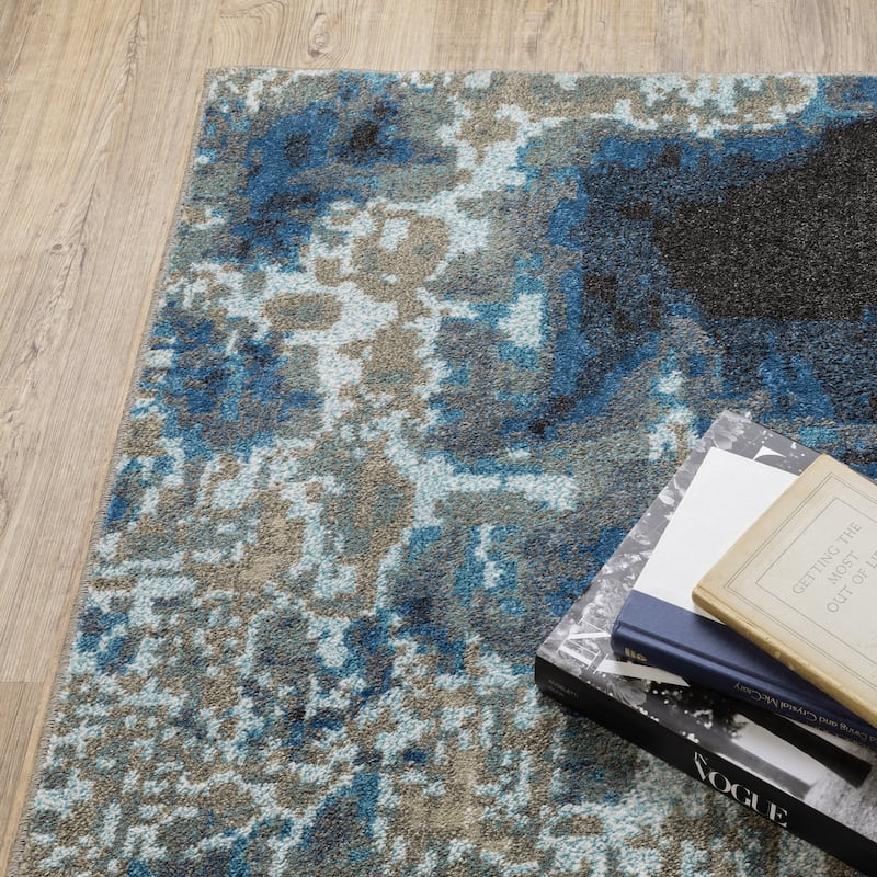 Vista Home Vance Contemporary Abstract Blue Area Rug