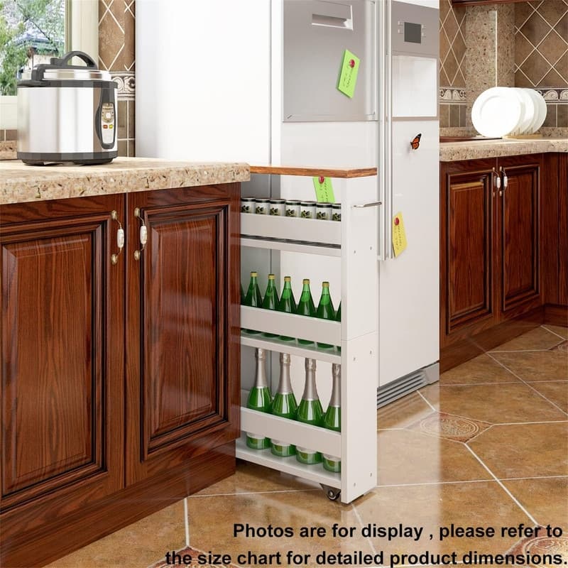 4 Tier Slim Storage Cart with Handle - 5.5"D x 15.5"W x 31.7"H