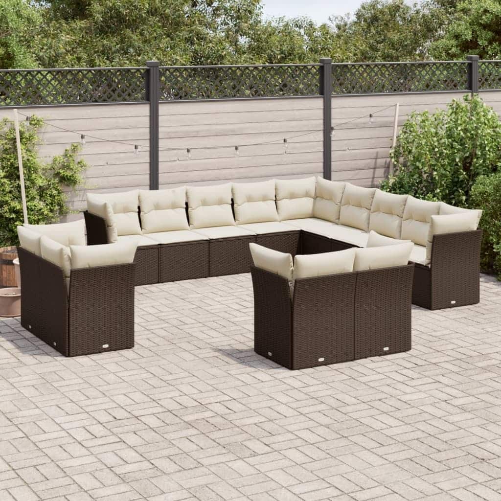 vidaXL Garden Sofa Set Brown and Cream White - 24.4 x 24.4 x 27.2