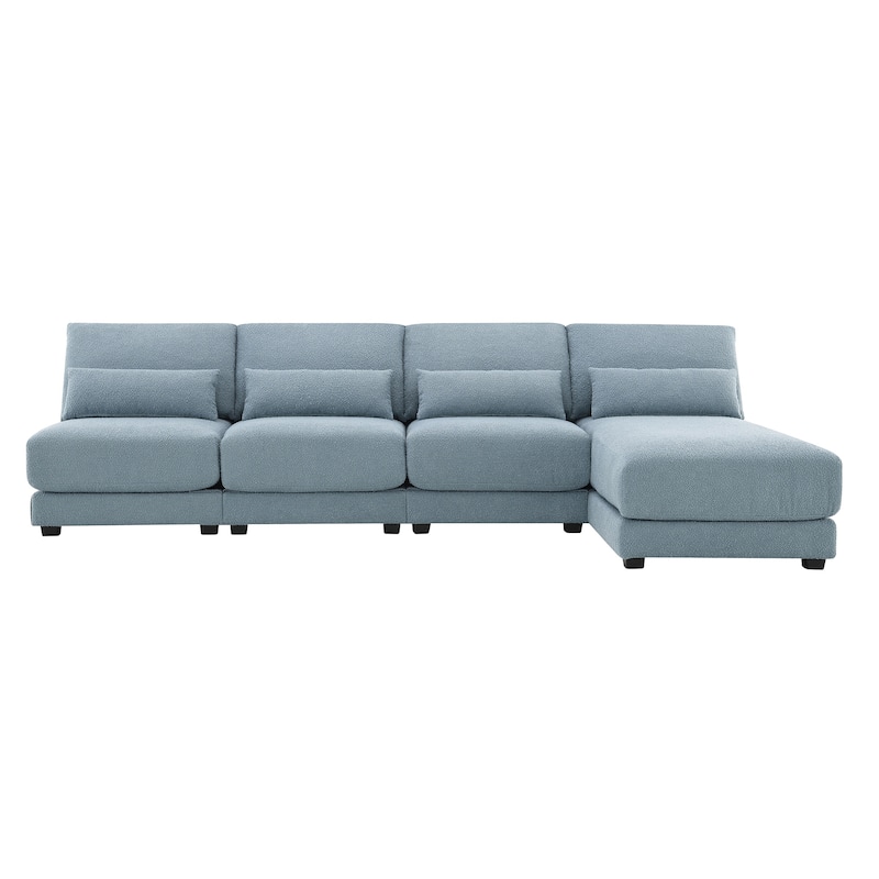 120" Boucle L-Shaped Sectional Sofa with Chaise