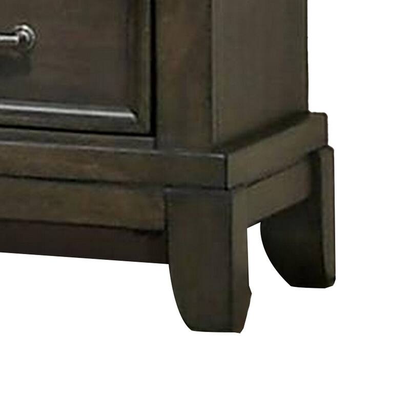 Gray/Pewter 2 Drawer 25.75 in. W Nightstand with Sturdy Hardware and Ample Storage