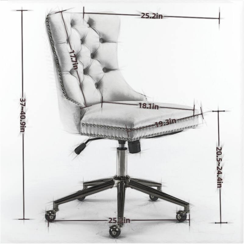 Velvet Home Swivel Adjustable Office Desk Chair with Golden Metal Base