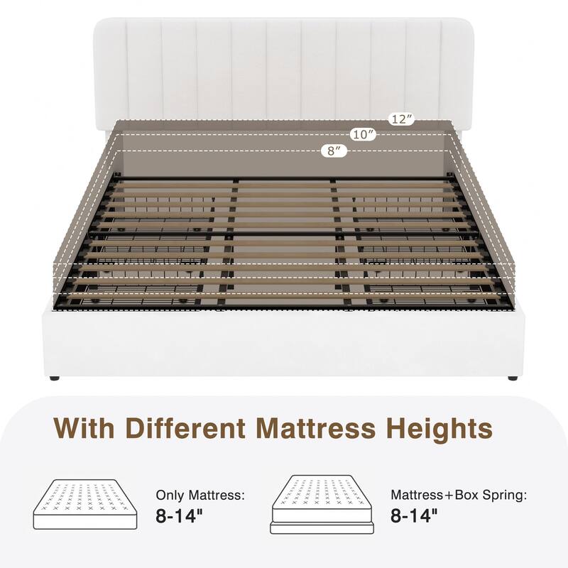 Javlergo Upholstered Platform Bed Frame with Storage Drawers and Adjustable Headboard, No Box Spring Needed