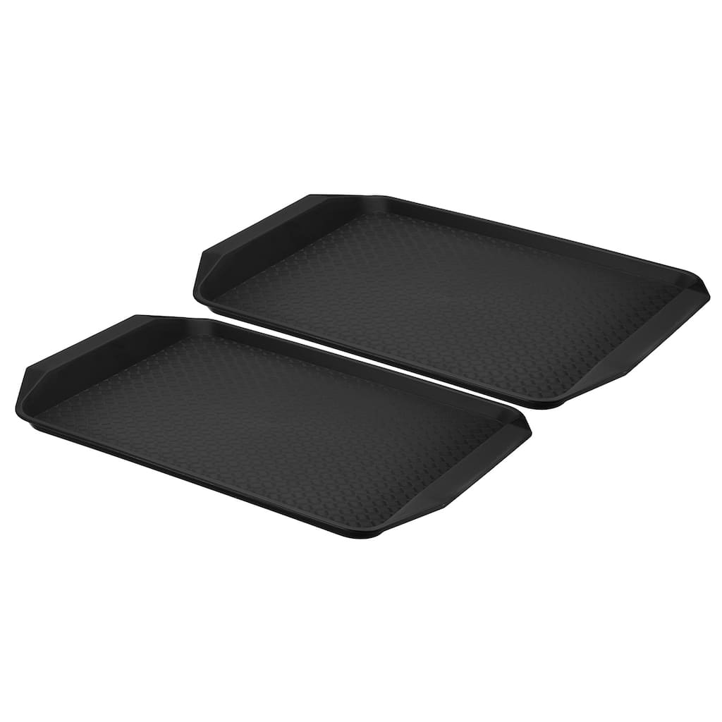 2Pcs Non-Silp Rectangle Plastic Fast Food Serving Tray 17" x 11.9"