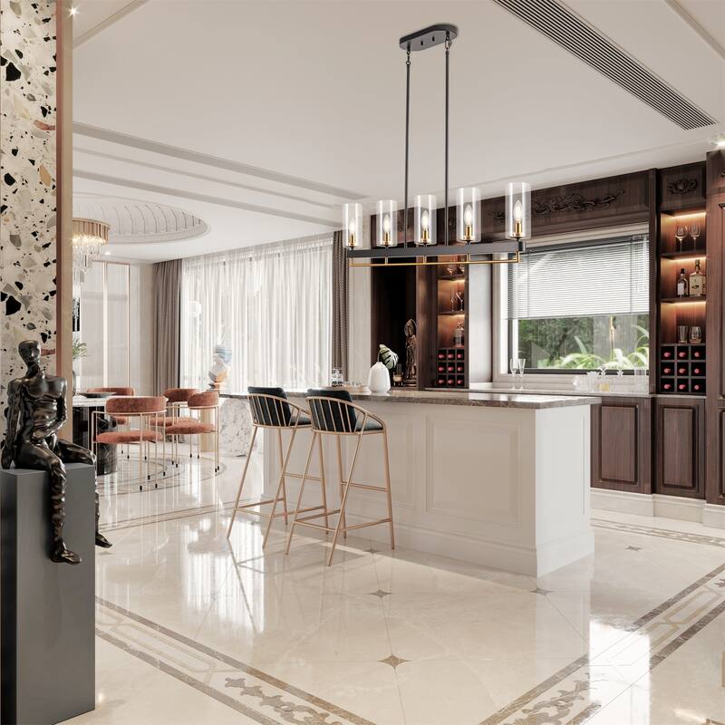 Black Gold Kitchen Pendant Lighting Linear Chandeliers For Dining Room