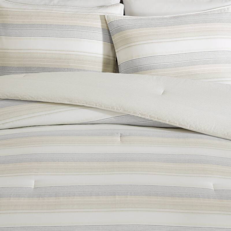 Tommy Bahama Canal Island Stripe Cotton Reversible Comforter (Grey, 3 Piece)