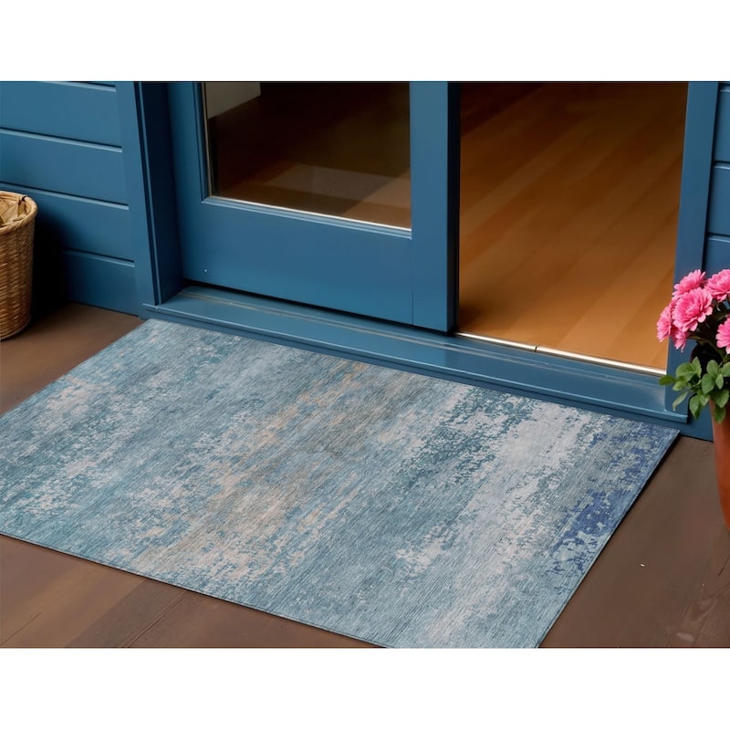 HomeRoots Abstract Transitional Rectangle Outdoor Rug - 3' x 5'