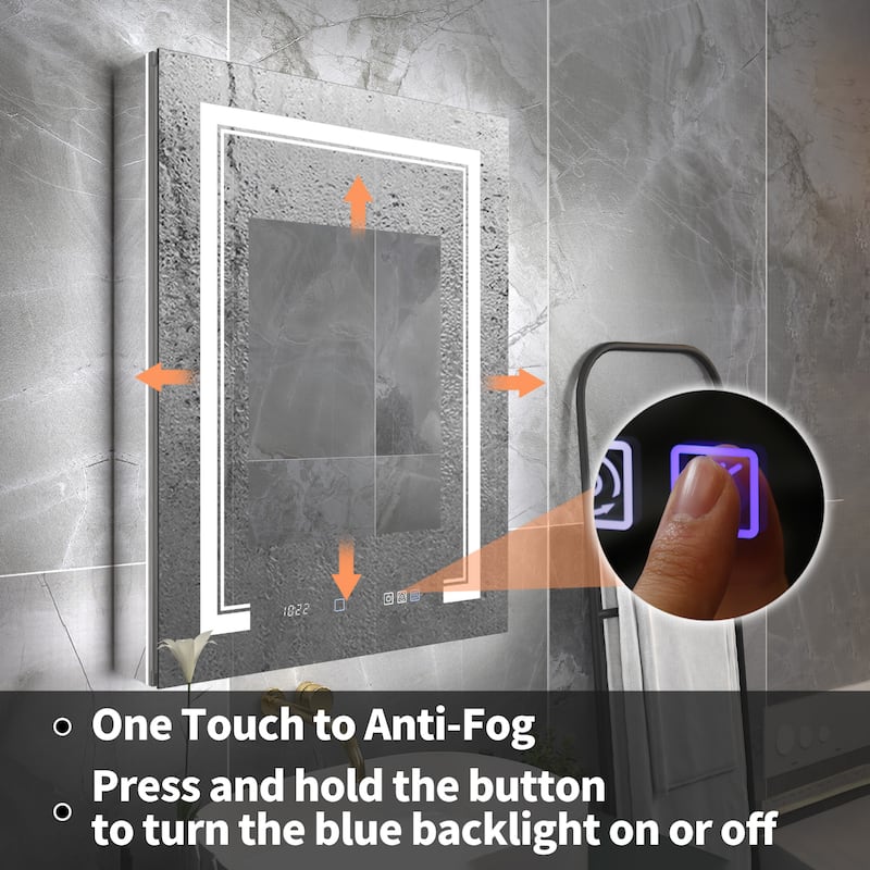 Modland Recessed Smart Mirror Cabinet 24-48x32" with Lights, Anti-Fog, Outlet & Magnifier - Adjustable Shelves