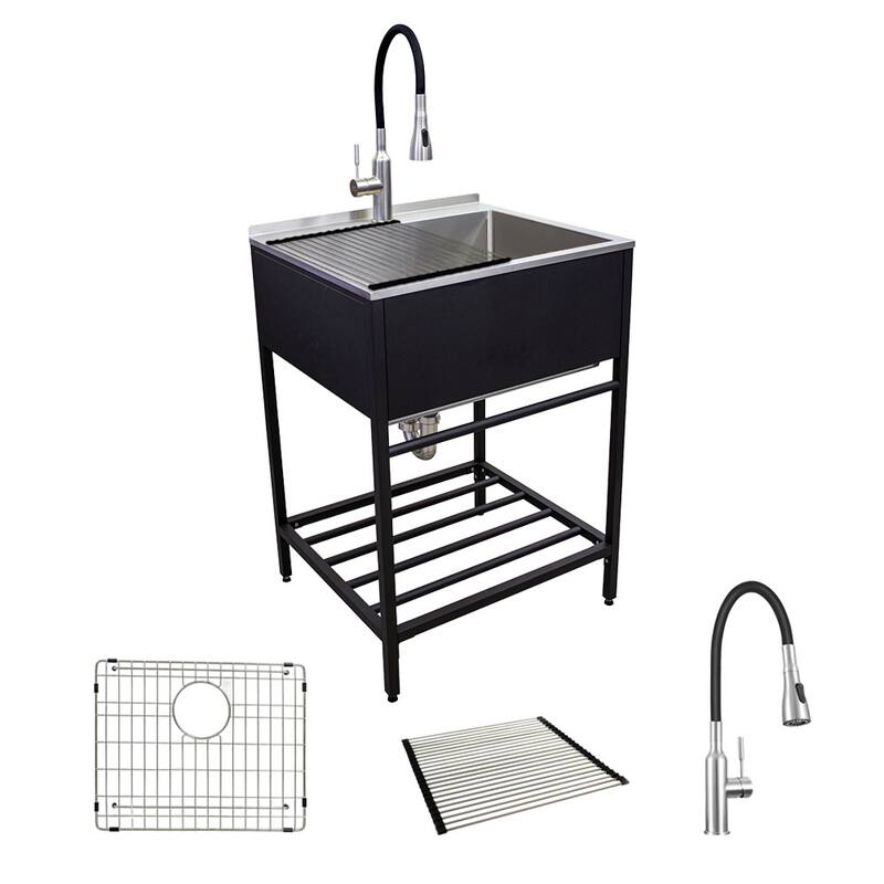 Transolid TRS_TFH-2522 Contemporary Laundry Washstand 25" Free - Matte Black