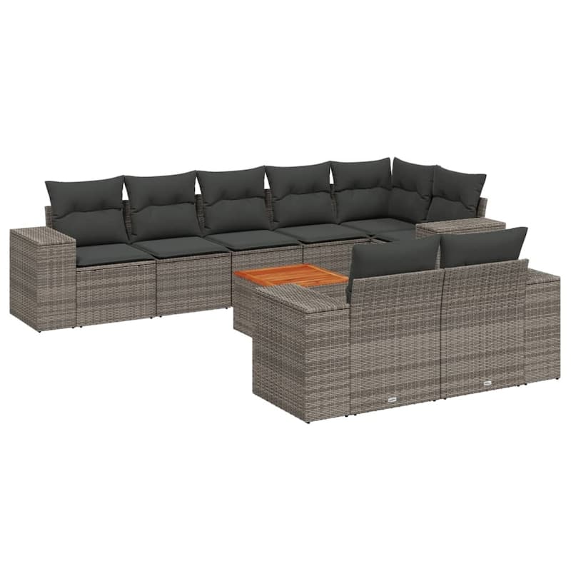 vidaXL Garden Sofa Set Black - 24.4 x 32.7 x 27.2