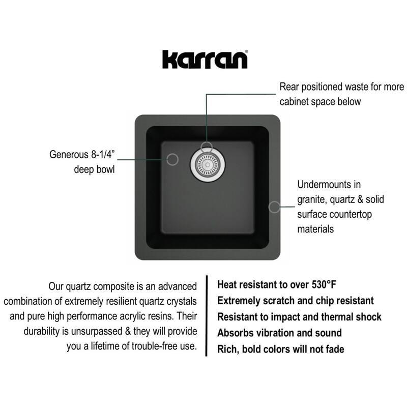 Karran USA QU-690 Quartz QU 16-5/8" Undermount Single Basin Quartz