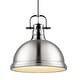 preview thumbnail 4 of 18, Duncan 1-light Hanging Dome Pendant with Rod Chrome with Pewter