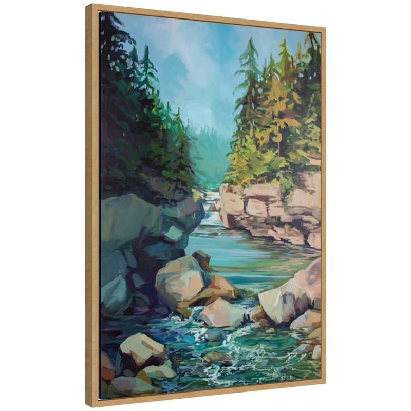 Kate and Laurel Sylvie Rocky Rapids Framed Canvas by Rachel Christopoulos - 23x33