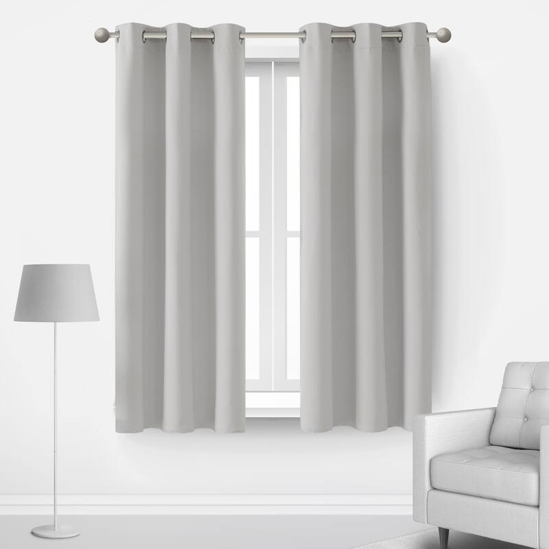 Deconovo Insulated 42 Width Curtain Panel Pair (2 Panel) - W42 x L45 Inch - Greyish White