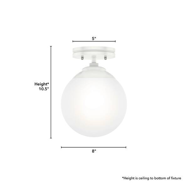dimension image slide 0 of 2, Hunter Hepburn 1-Light Flush Mount Ceiling Light - Bedroom, Bath, Entry, Hallway - Damp-Rated - Vintage, Globe Light