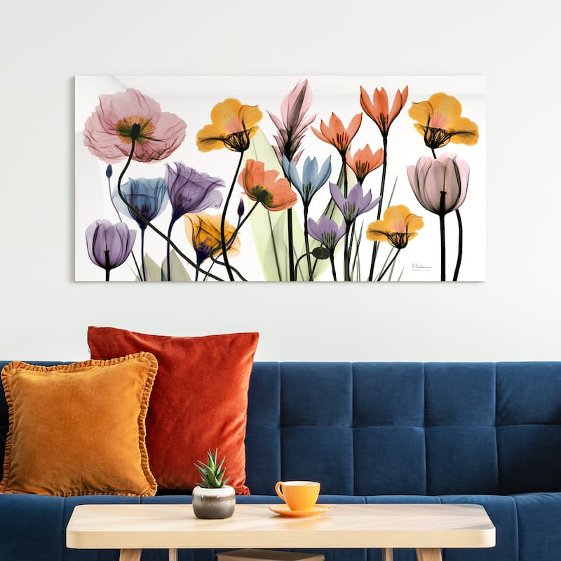 "Flowerscape Portrait" Frameless Free Floating Tempered Glass Panel Graphic Wall Art