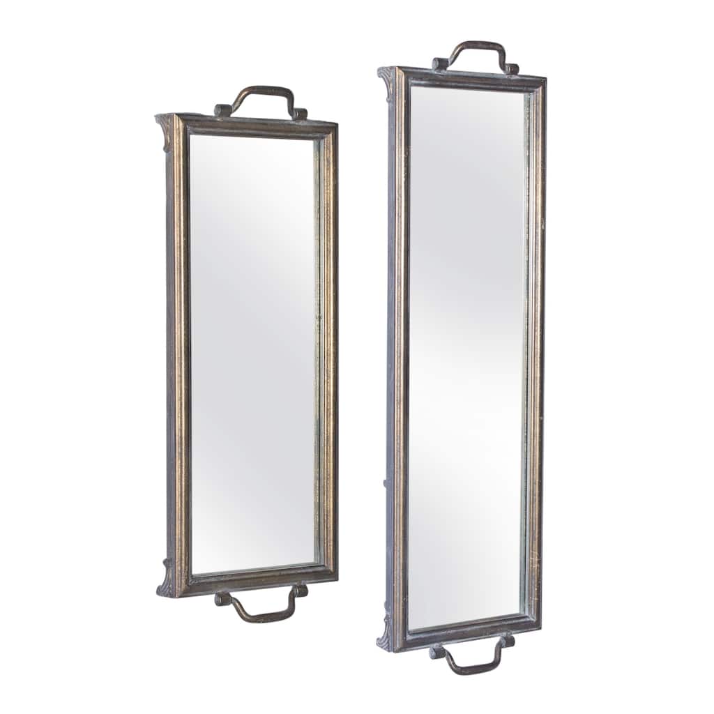 Set of 2 Iron and Glass Table Top Mirrored Display Trays 28.25"