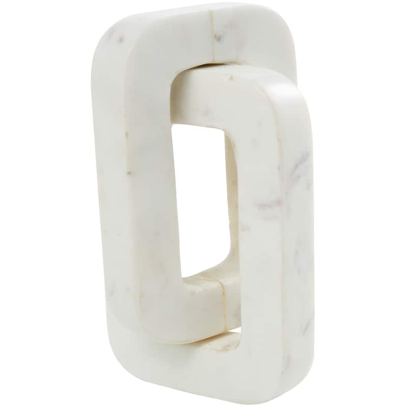 Minimalist White Marble Geometric 2 and 3 Link Chain Sculpture