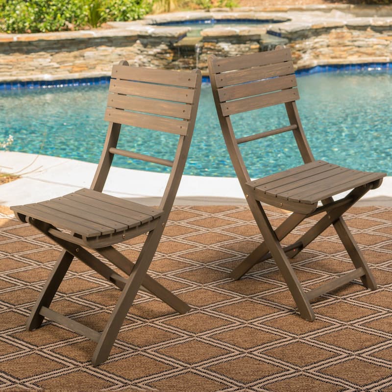 Roomfitters Outdoor Acacia Wood Folding Dining Chairs Set of 2/4 with Slatted Seat and Backrest for Patio or Garden