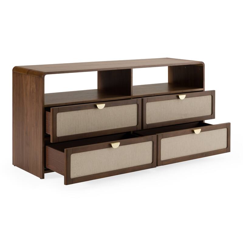 Modrest Emilio Modern Natural Burlap & Walnut Dresser