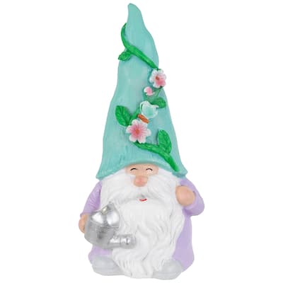 Happy Gardening Gnome with Watering Can Outdoor Garden Statue - 7.75"