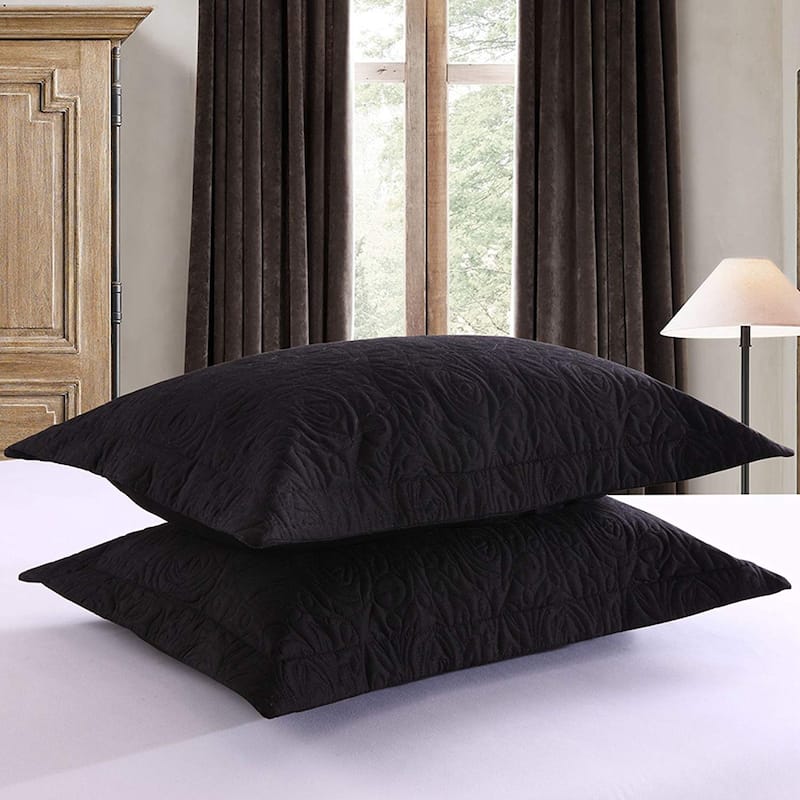 Porch & Den Manor Embroidered Pillow Sham (Set of 2) - Black - King