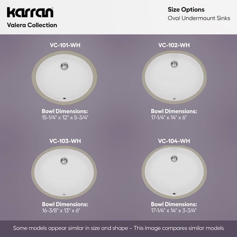 Karran 17-3/8" Undermount Vitreous China Bathroom Sink In White