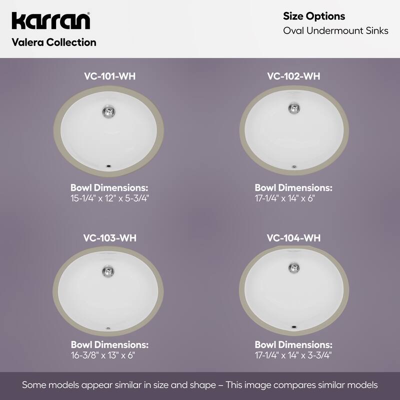 Karran Valera 19" Oval Undermount Vitreous China Bathroom Sink in White