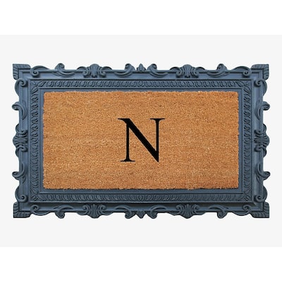 A1HC First Impression Carson Rubber and Coir 24" X 36", Heavy Duty, Easy to Clean Outdoor Monogrammed Doormat