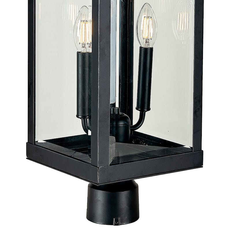 2 Light Outdoor Post Lantern in matte black finish - 23.4"H x 8"W x 8"D