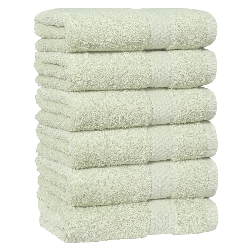 Authentic Hotel and Spa 100% Aeagean Long Staple Turkish Cotton STARLIGHT Terry Hand Towels (Set of 6)