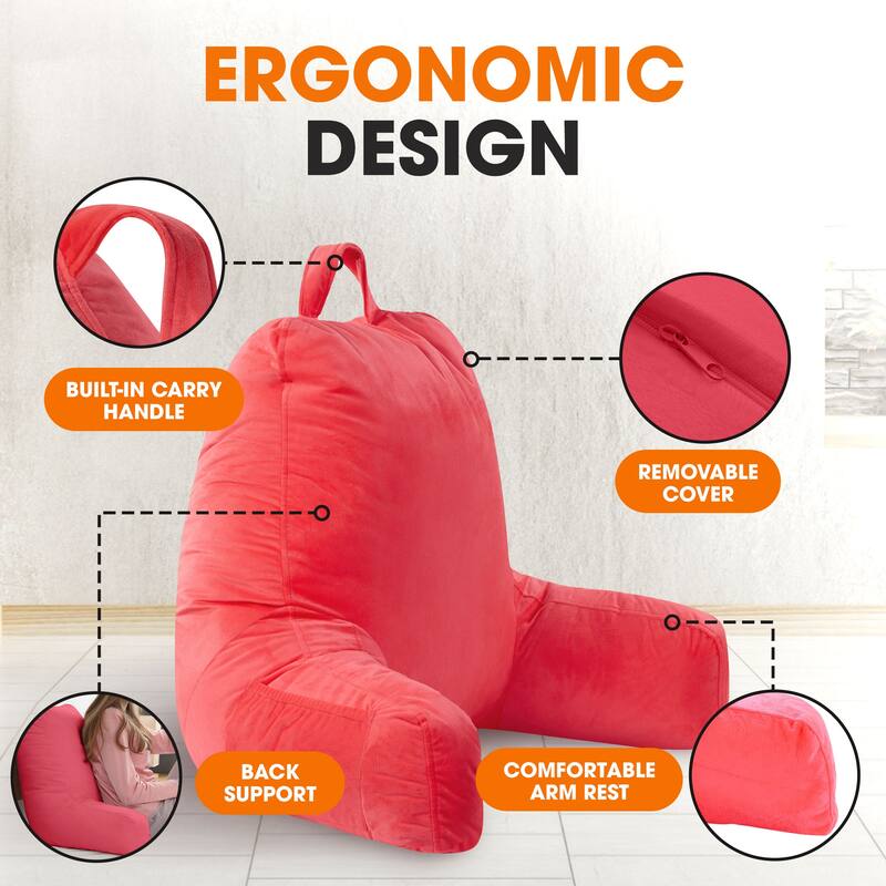 Cheer Collection Backrest Reading TV and Gaming Pillow with Armrest