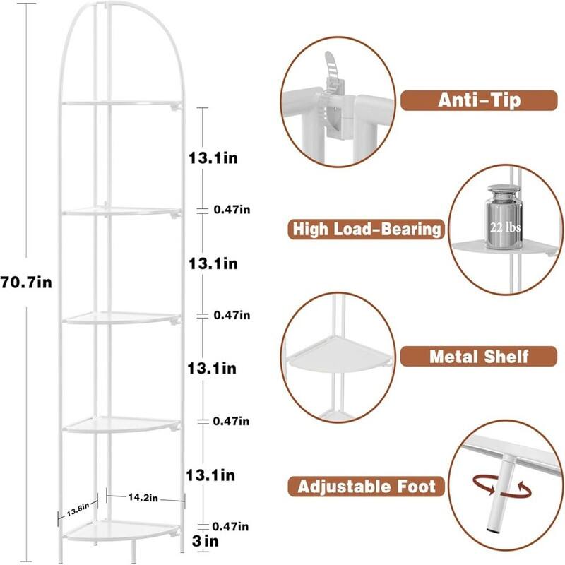 Crofy Foldable 6 Tier Corner Shelf