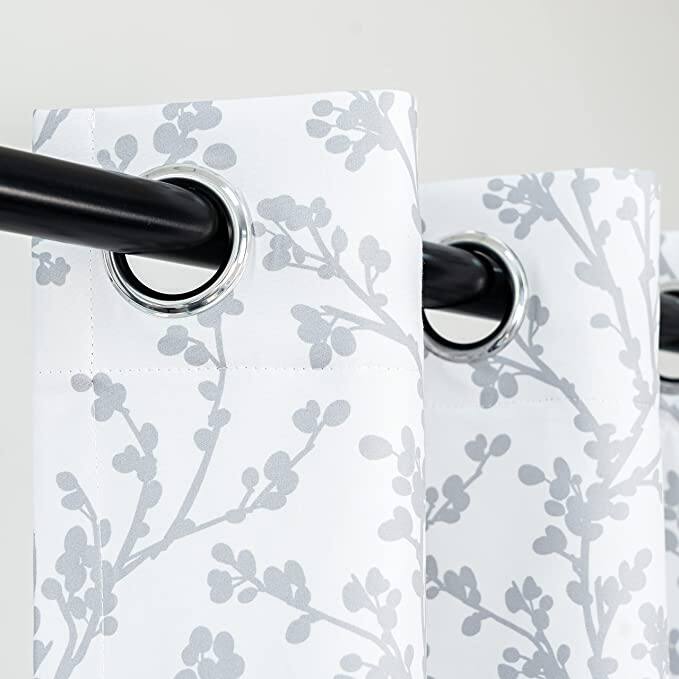 DriftAway Sarah Floral Tree Branch Pattern Blackout Window Curtain Grommet 2 Layer