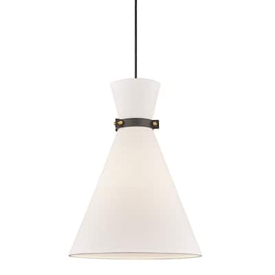 Mitzi by Hudson Valley Julia 1-light Black Pendant with Aged Brass Accents