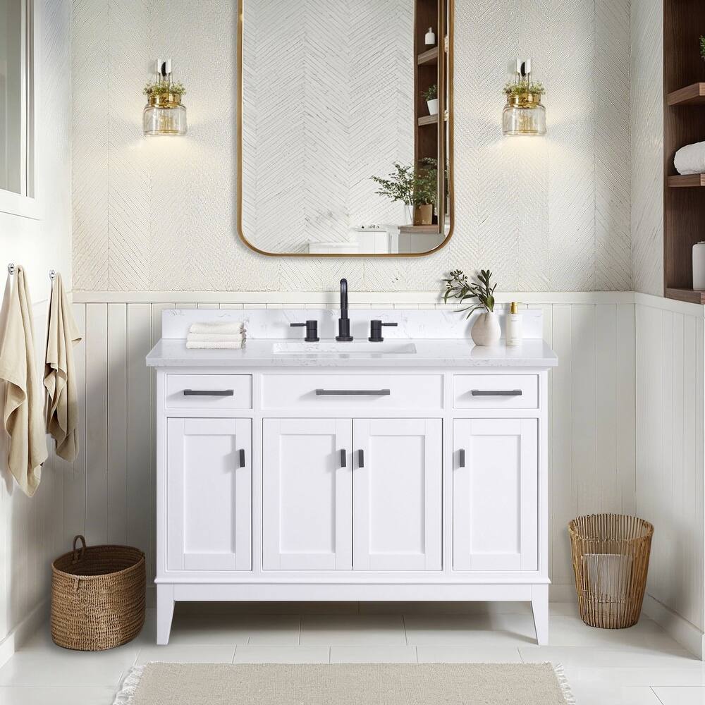 Madison 48 in. Single Sink Bathroom Vanity with Engineered Stone Top - 49" x 22"D x 35"H