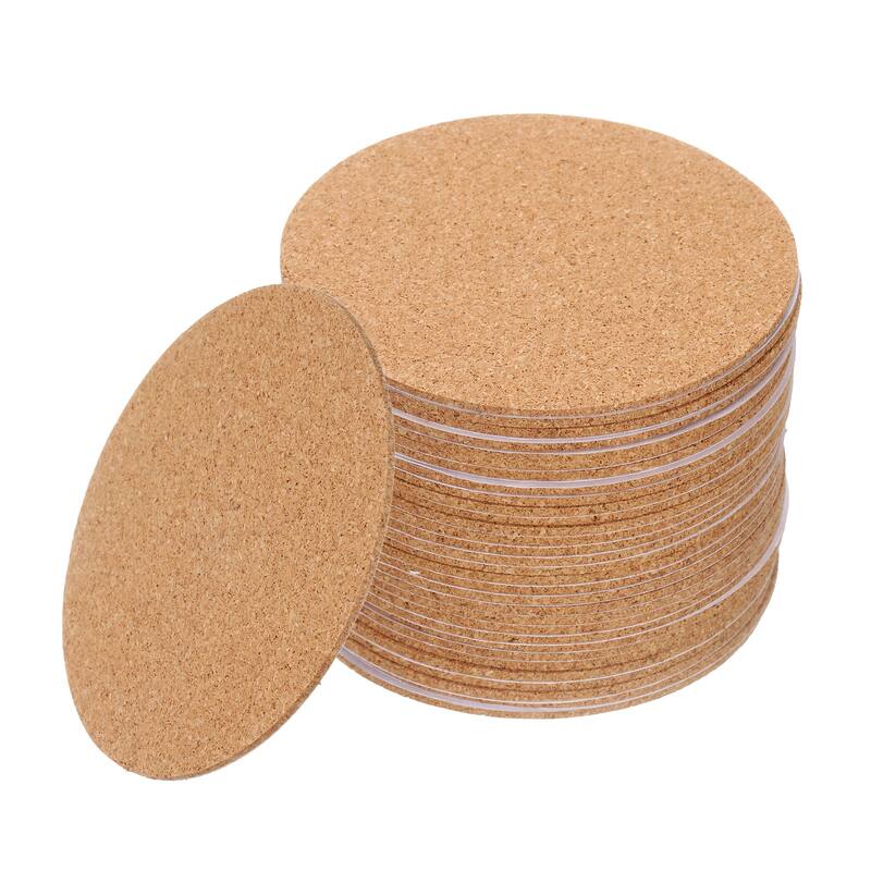 60pcs Round Cork Drink Coasters - Brown