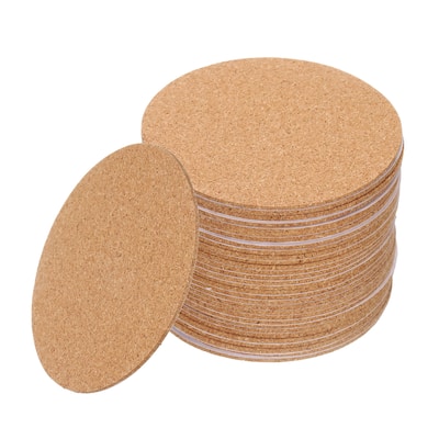 60pcs Round Cork Drink Coasters - Brown