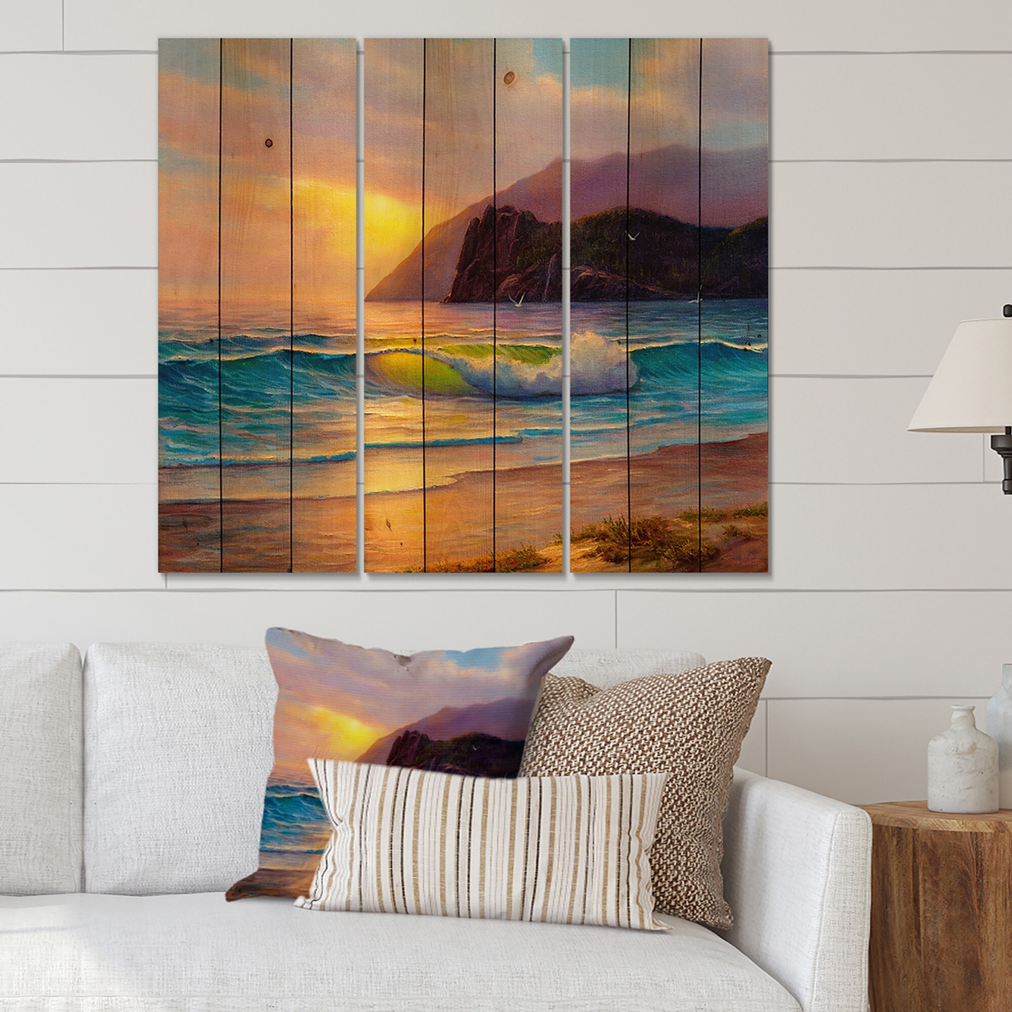 Designart 'Morning Sunlight On The Sea Waves V' Nautical &-image