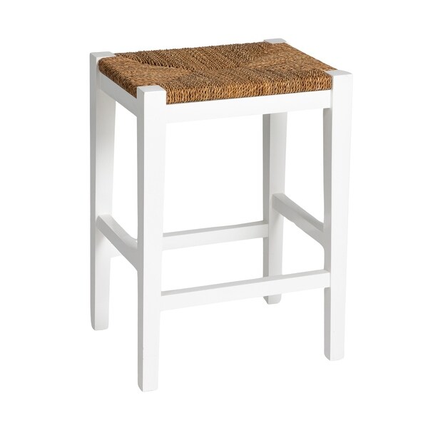 Willowbrook Wood and Seagrass Backless Counter Stool