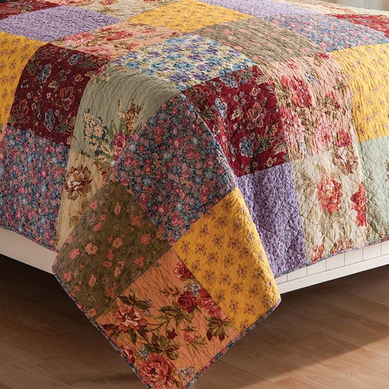 Floria King Quilt 100% Cotton Lightweight Machine Washable Reversible Bedspread Coverlet