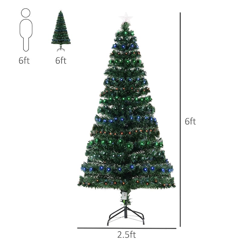HOMCOM 6 ft. Prelit Artificial Christmas Tree with Stand, Colored Christmas Tree