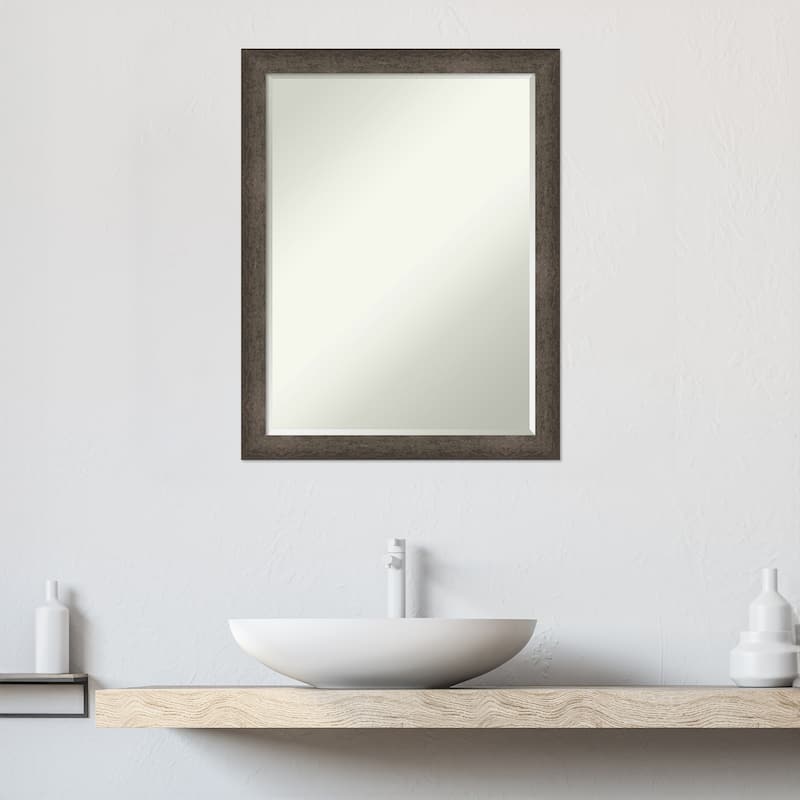 Dappled Narrow Half-Inch-Bevel Wood Framed Bathroom Vanity Wall Mirror ...